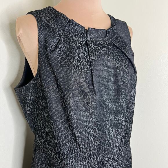 Vintage Evan Picone Sheath Dress 16 Womens Jacquard Black Pleated Work Event 90s - Picture 4 of 11